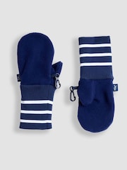 JoJo Maman Bébé Navy Polar Fleece Mittens With Cuff - Image 3 of 3