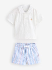 Gap Blue Cotton Polo Shirt, Shorts & Hat Set (Newborn-24mths) - Image 2 of 9