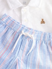 Gap Blue Cotton Polo Shirt, Shorts & Hat Set (Newborn-24mths) - Image 5 of 9