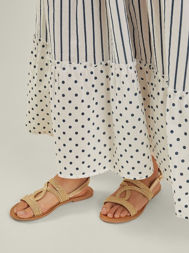 Accessorize Gold Raffia Loop Strappy Sandals - Image 1 of 3