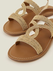Accessorize Gold Raffia Loop Strappy Sandals - Image 3 of 3