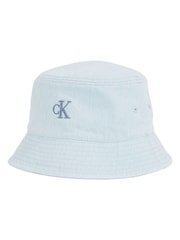Calvin Klein Blue Embroidered Monogram Denim Bucket 100% Cotton Hat - Image 1 of 3