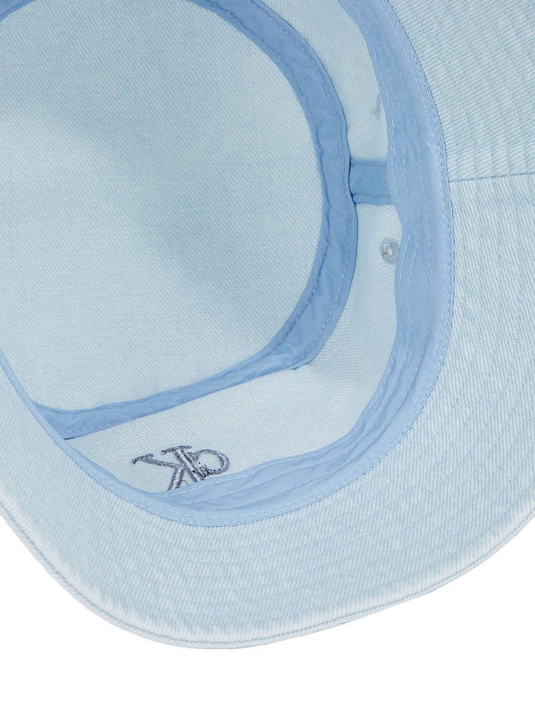 Calvin Klein Blue Embroidered Monogram Denim Bucket 100% Cotton Hat - Image 3 of 3