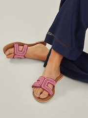 Accessorize Pink Embellished Cut-Out Slide Sandals - Image 1 of 3
