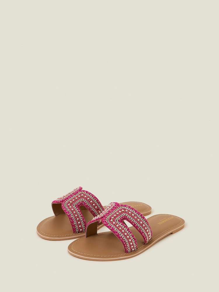 Accessorize Pink Embellished Cut-Out Slide Sandals - Image 2 of 3