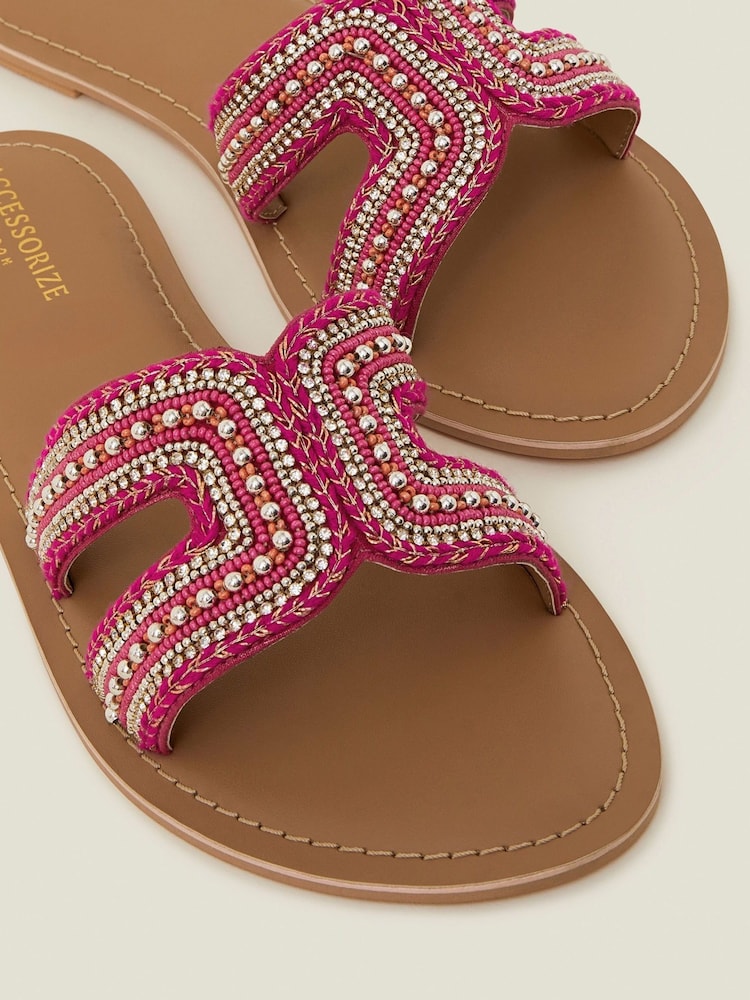 Accessorize Pink Embellished Cut-Out Slide Sandals - Image 3 of 3