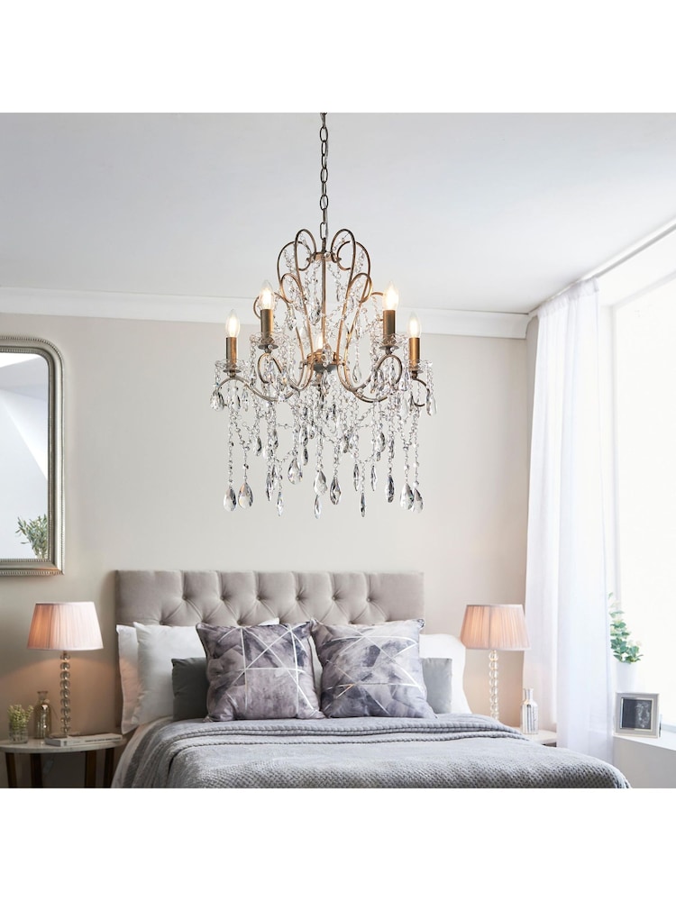Gallery Home Aged Silver Berkley Pendant 5 Light Ceiling Light - Image 1 of 6