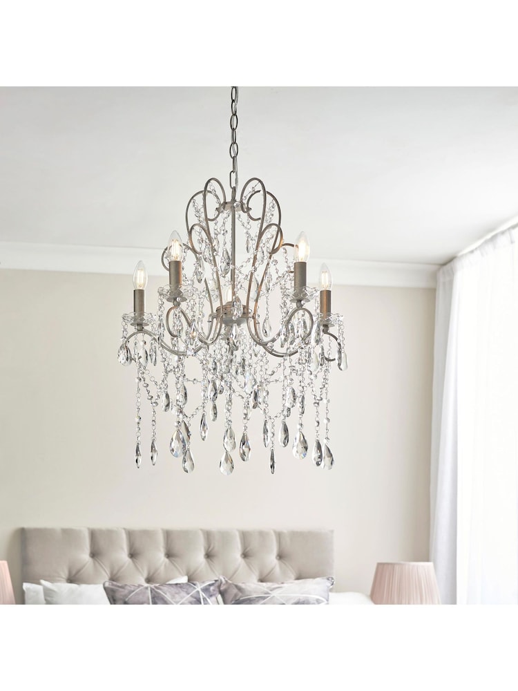 Gallery Home Aged Silver Berkley Pendant 5 Light Ceiling Light - Image 2 of 6