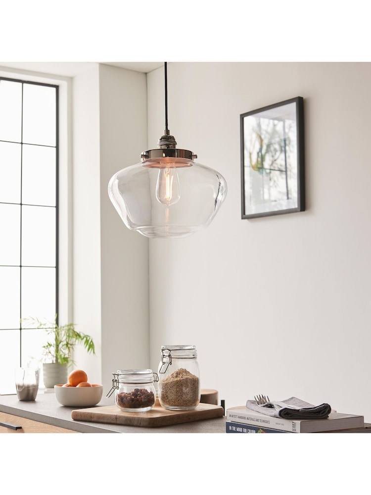 Gallery Home Bright Nickel Camberley Pendant Ceiling Light - Image 1 of 7