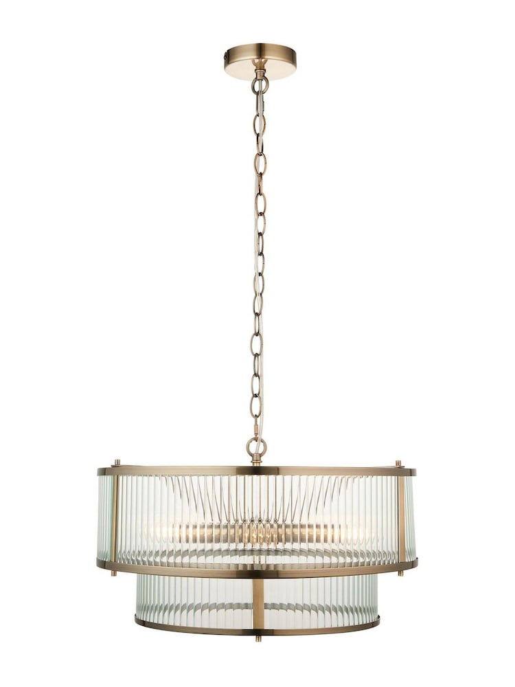 Gallery Home Antique Brass Ridgeton 5 Light Pendant Ceiling Light - Image 4 of 4 Gallery Home Antique Brass Ridgeton 5 Light Pendant Ceiling Light - Image 4 of 4