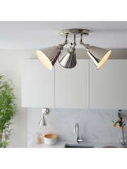 Gallery Home Bright Nickel Hal 3 Light Flush Ceiling - Image 1 of 7