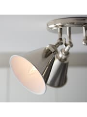 Gallery Home Bright Nickel Hal 3 Light Flush Ceiling - Image 2 of 7