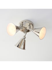 Gallery Home Bright Nickel Hal 3 Light Flush Ceiling - Image 4 of 7