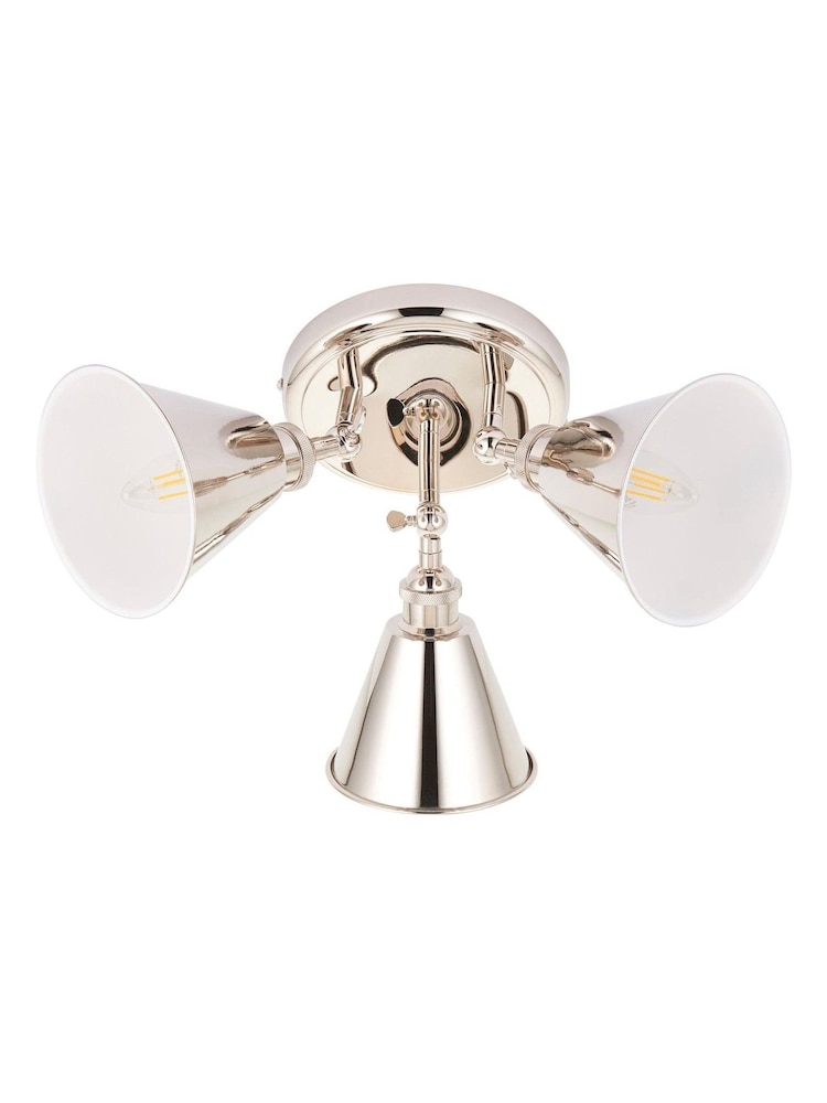 Gallery Home Bright Nickel Hal 3 Light Flush Ceiling - Image 7 of 7