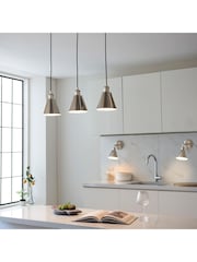 Gallery Home Bright Nickel Hal 3 Light Linear Pendant Bar Ceiling - Image 1 of 6