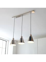 Gallery Home Bright Nickel Hal 3 Light Linear Pendant Bar Ceiling - Image 2 of 6