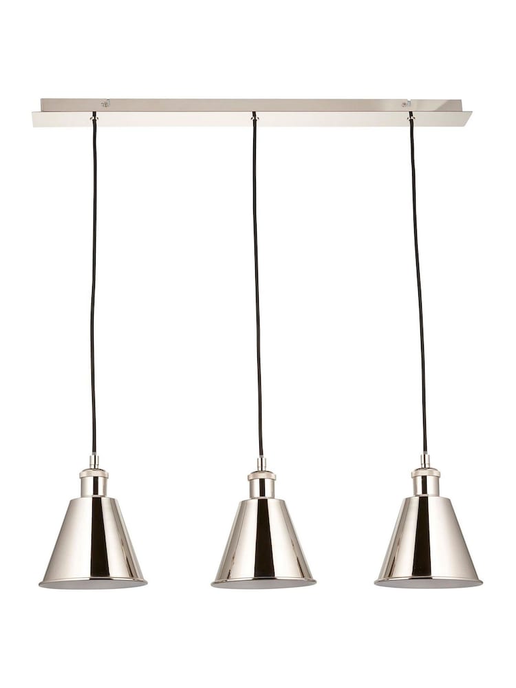 Gallery Home Bright Nickel Hal 3 Light Linear Pendant Bar Ceiling - Image 6 of 6