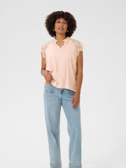 Cream Regular Fit Pink Sepia Rose Lace Blouse - Image 3 of 6