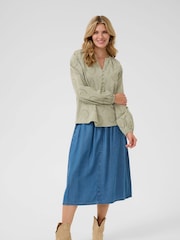 Cream Green CRDelia V-Neck Long Sleeve 100% Cotton Blouse - Image 2 of 5