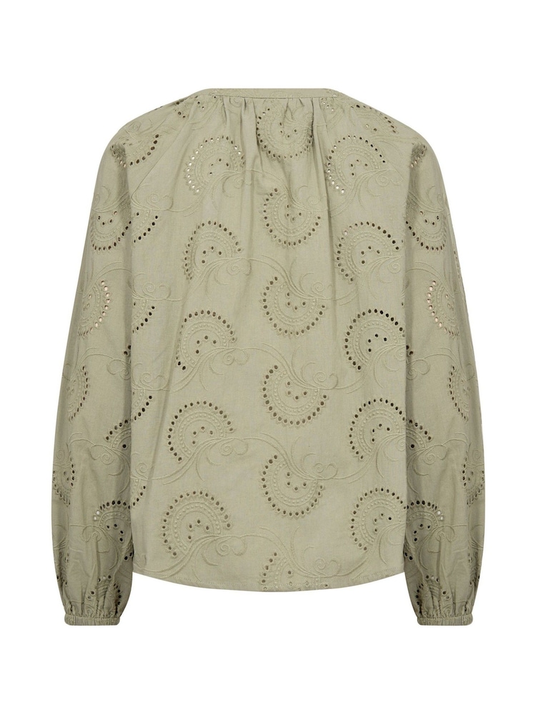Cream Green CRDelia V-Neck Long Sleeve 100% Cotton Blouse - Image 5 of 5