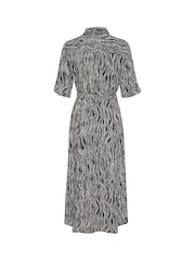 Cream Tiah Wavy Dots Midi Shirt Black Dress - Image 3 of 4