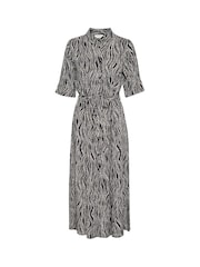 Cream Tiah Wavy Dots Midi Shirt Black Dress - Image 4 of 4
