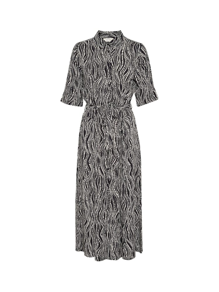 Cream Tiah Wavy Dots Midi Shirt Black Dress - Image 4 of 4 Cream Tiah Wavy Dots Midi Shirt Black Dress - Image 4 of 4
