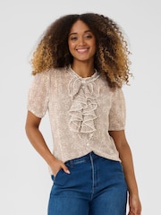 Cream Kinia Brown Blouse In Truffet Animal Print - Image 1 of 3