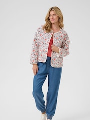 Cream CRNaomi Floral Round Neck Quilted White Jacket - Image 3 of 5