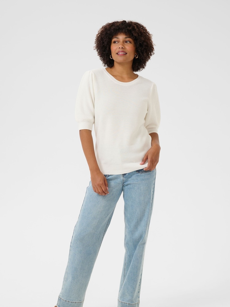 Cream CRSillar 100% Cotton Marshmallow Pullover White Jumper - Image 2 of 5 Cream CRSillar 100% Cotton Marshmallow Pullover White Jumper - Image 2 of 5