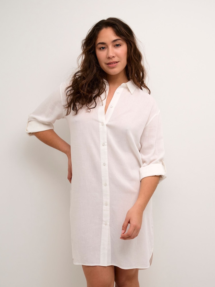 Kaffe KAmilia Shirt White Dress - Image 1 of 6 Kaffe KAmilia Shirt White Dress - Image 1 of 6