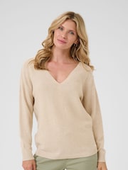 Cream Loose Fit Natural 100% Cotton Knitwear Jumper - Image 1 of 6