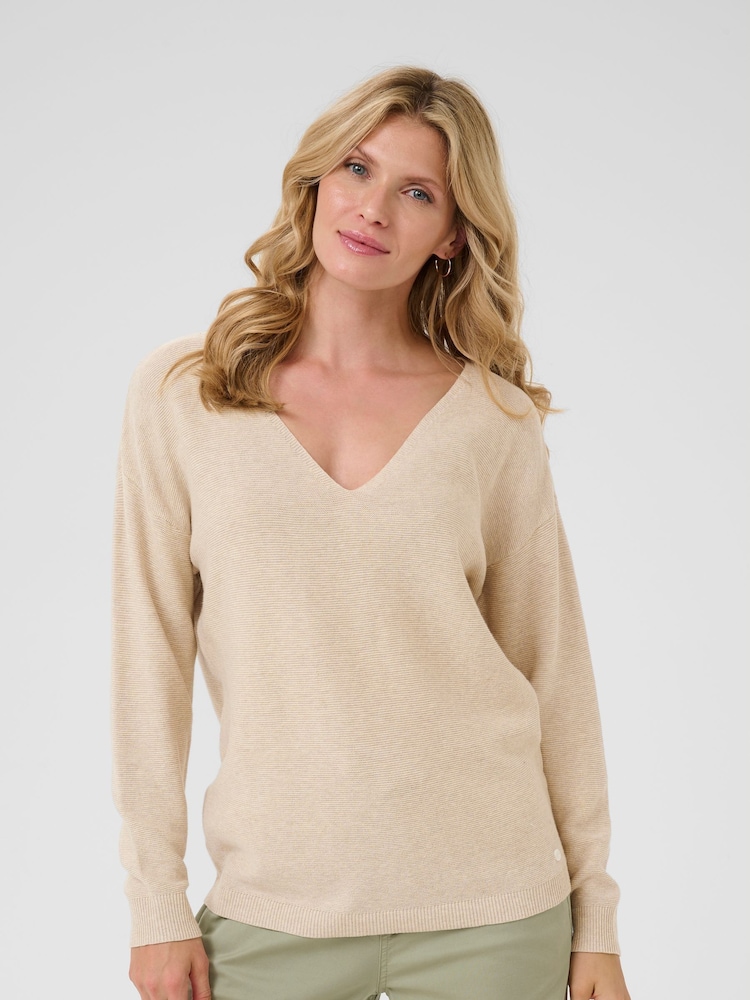 Cream Loose Fit Natural 100% Cotton Knitwear Jumper - Image 1 of 6 Cream Loose Fit Natural 100% Cotton Knitwear Jumper - Image 1 of 6