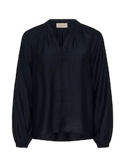 Cream Blue Elegant Viscose Blend Blouse - Image 4 of 5