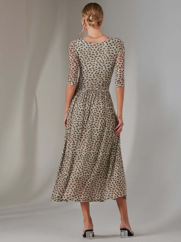 Vestido largo de malla con mangas 3/4 y estampado Bella de Jolie Moi - Imagen 2 de 6 Vestido largo de malla con mangas 3/4 y estampado Bella de Jolie Moi - Imagen 2 de 6