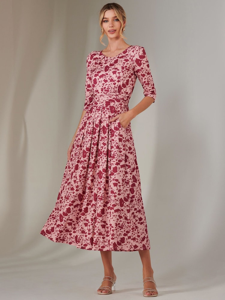 Jolie Moi Pink Goldie 3/4 Sleeve Jersey Maxi Dress - Image 1 of 7 Jolie Moi Pink Goldie 3/4 Sleeve Jersey Maxi Dress - Image 1 of 7