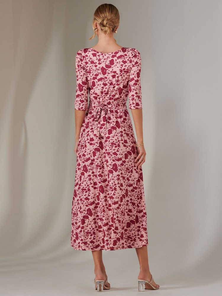 Jolie Moi Pink Goldie 3/4 Sleeve Jersey Maxi Dress - Image 2 of 7 Jolie Moi Pink Goldie 3/4 Sleeve Jersey Maxi Dress - Image 2 of 7