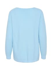 Cream Blue Sillar V-Neck Loose Fit 100% Cotton Knitwear Pullover Jumper - Image 5 of 5