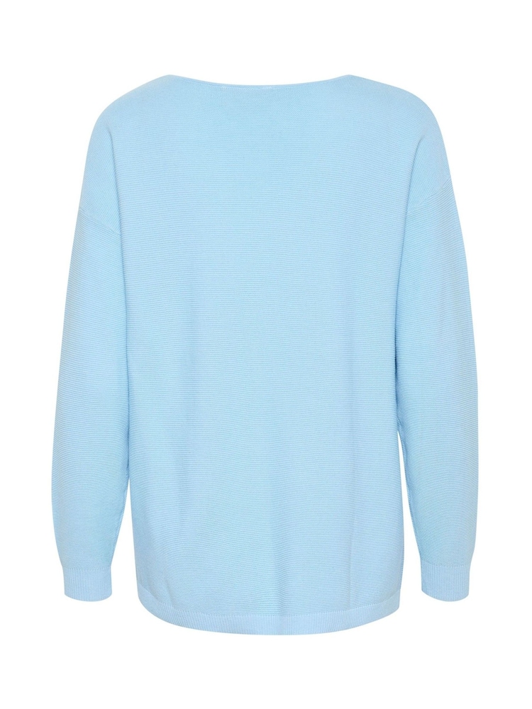 Cream Blue Sillar V-Neck Loose Fit 100% Cotton Knitwear Pullover Jumper - Image 5 of 5 Cream Blue Sillar V-Neck Loose Fit 100% Cotton Knitwear Pullover Jumper - Image 5 of 5