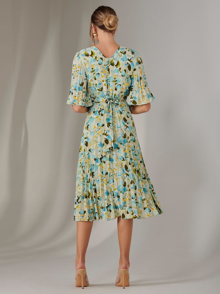 Jolie Moi Blue Pleated Wrap Midi Dress - Image 2 of 6