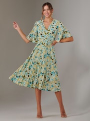 Jolie Moi Blue Pleated Wrap Midi Dress - Image 4 of 6
