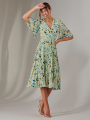 Jolie Moi Blue Pleated Wrap Midi Dress - Image 5 of 6