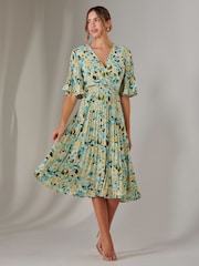 Jolie Moi Blue Pleated Wrap Midi Dress - Image 6 of 6