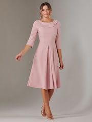 Jolie Moi Pink Sloan 3/4 Sleeve Midi Dress - Image 1 of 5