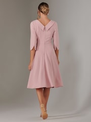 Jolie Moi Pink Sloan 3/4 Sleeve Midi Dress - Image 2 of 5