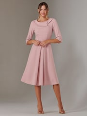 Jolie Moi Pink Sloan 3/4 Sleeve Midi Dress - Image 5 of 5
