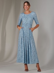 Jolie Moi Blue Light Enya 3/4 Sleeve Jersey Midaxi Dress - Image 1 of 6