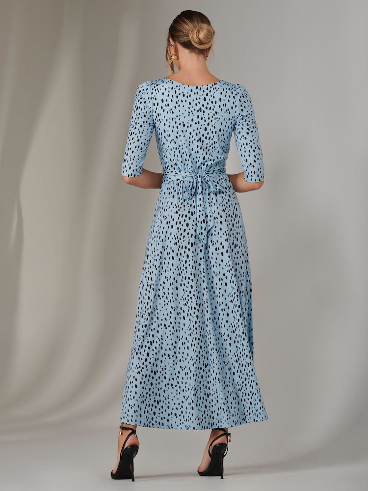 Jolie Moi Blue Light Enya 3/4 Sleeve Jersey Midaxi Dress - Image 2 of 6