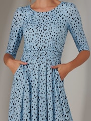 Jolie Moi Blue Light Enya 3/4 Sleeve Jersey Midaxi Dress - Image 3 of 6