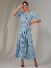Jolie Moi Blue Light Enya 3/4 Sleeve Jersey Midaxi Dress - Image 4 of 6